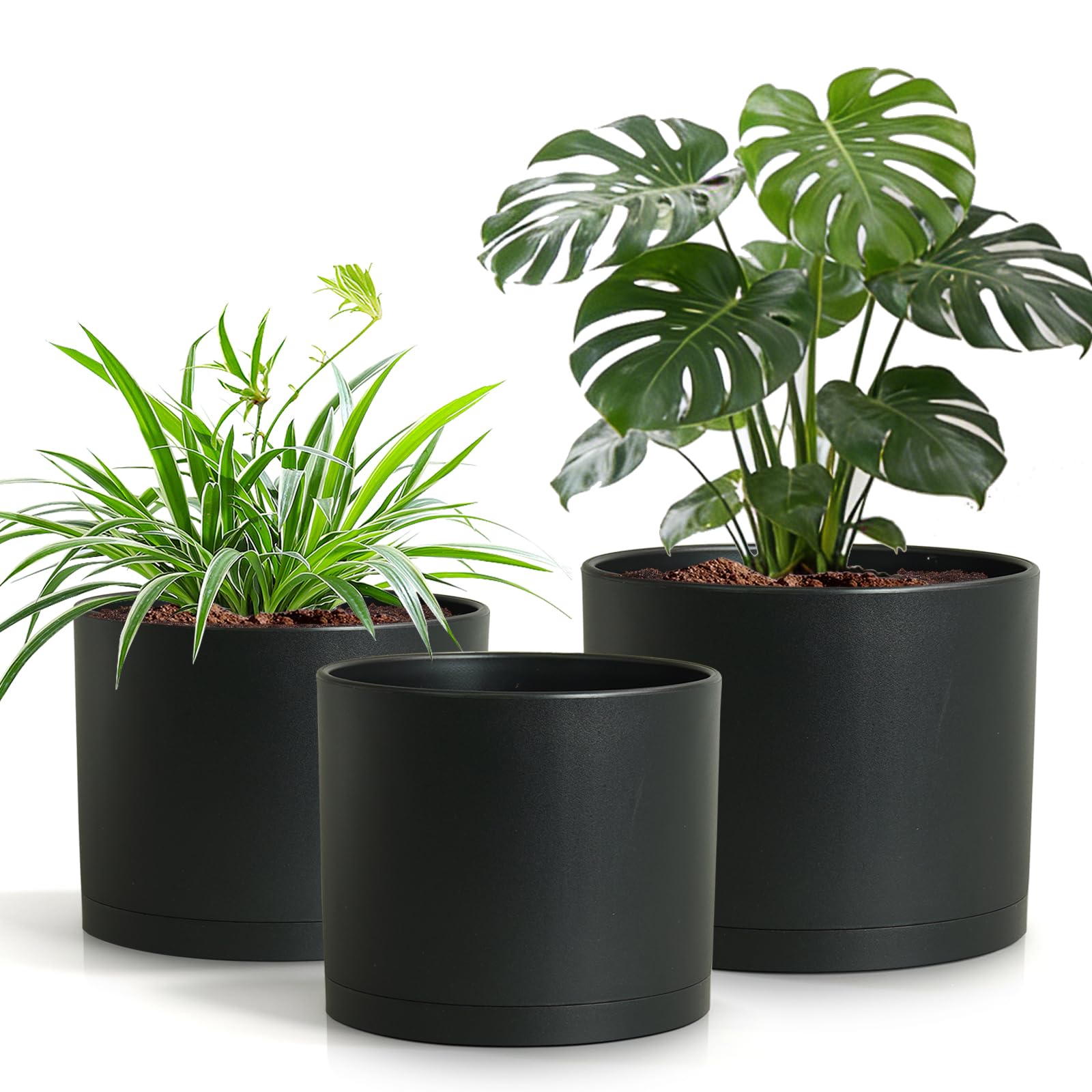 Areutxbis 10 inch plant pot with drainage and saucer to protect floors and support healthy roots.