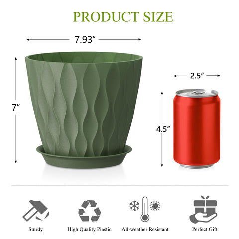 Areutxbis 8-inch pot features built-in drainage holes for healthy roots