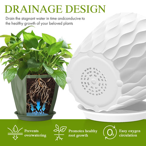 Areutxbis 8-inch pot uses UV-resistant plastic for outdoor durability
