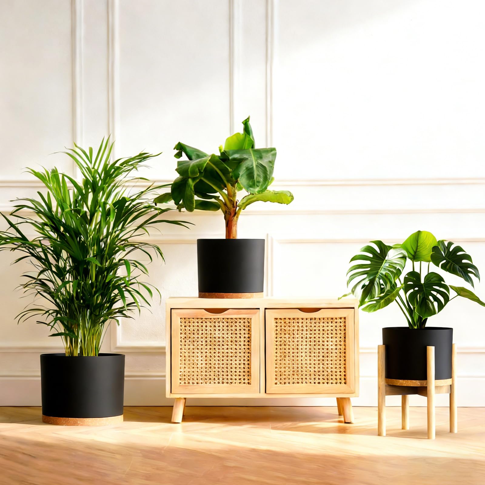 Areutxbis 9-inch plant pot with drainage for mid-size plants