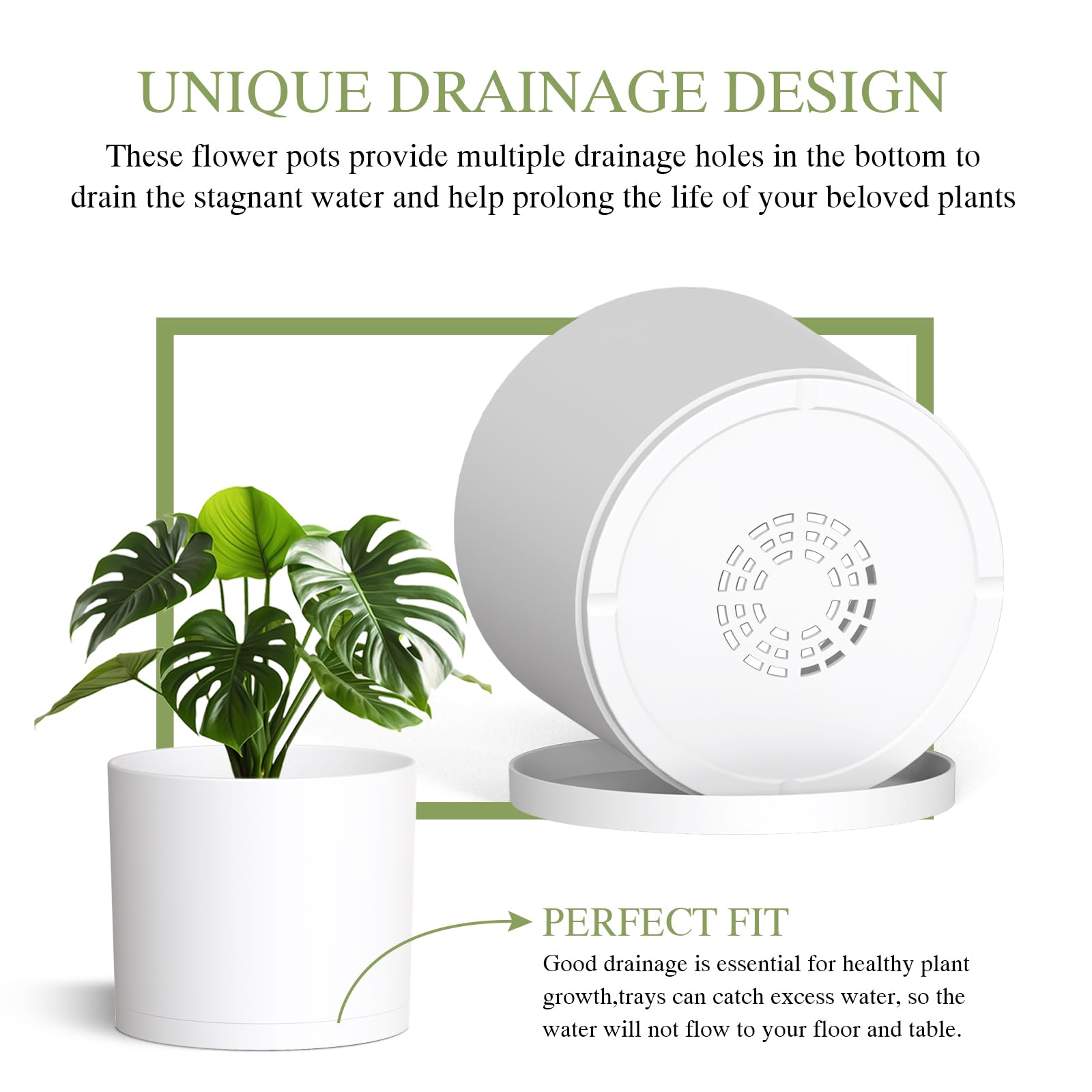 Areutxbis detachable saucer prevents spills and floor staining in white.