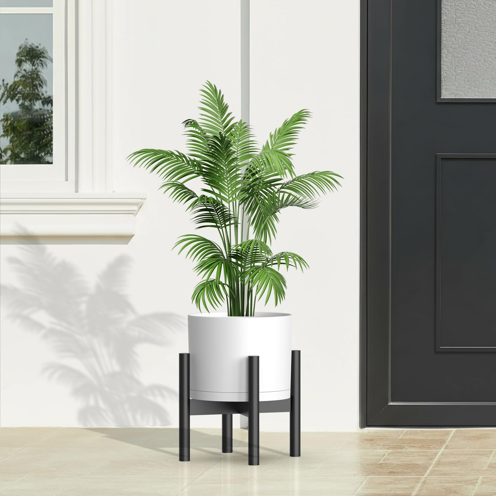 Areutxbis modern round planter suits minimalist home decor in white.