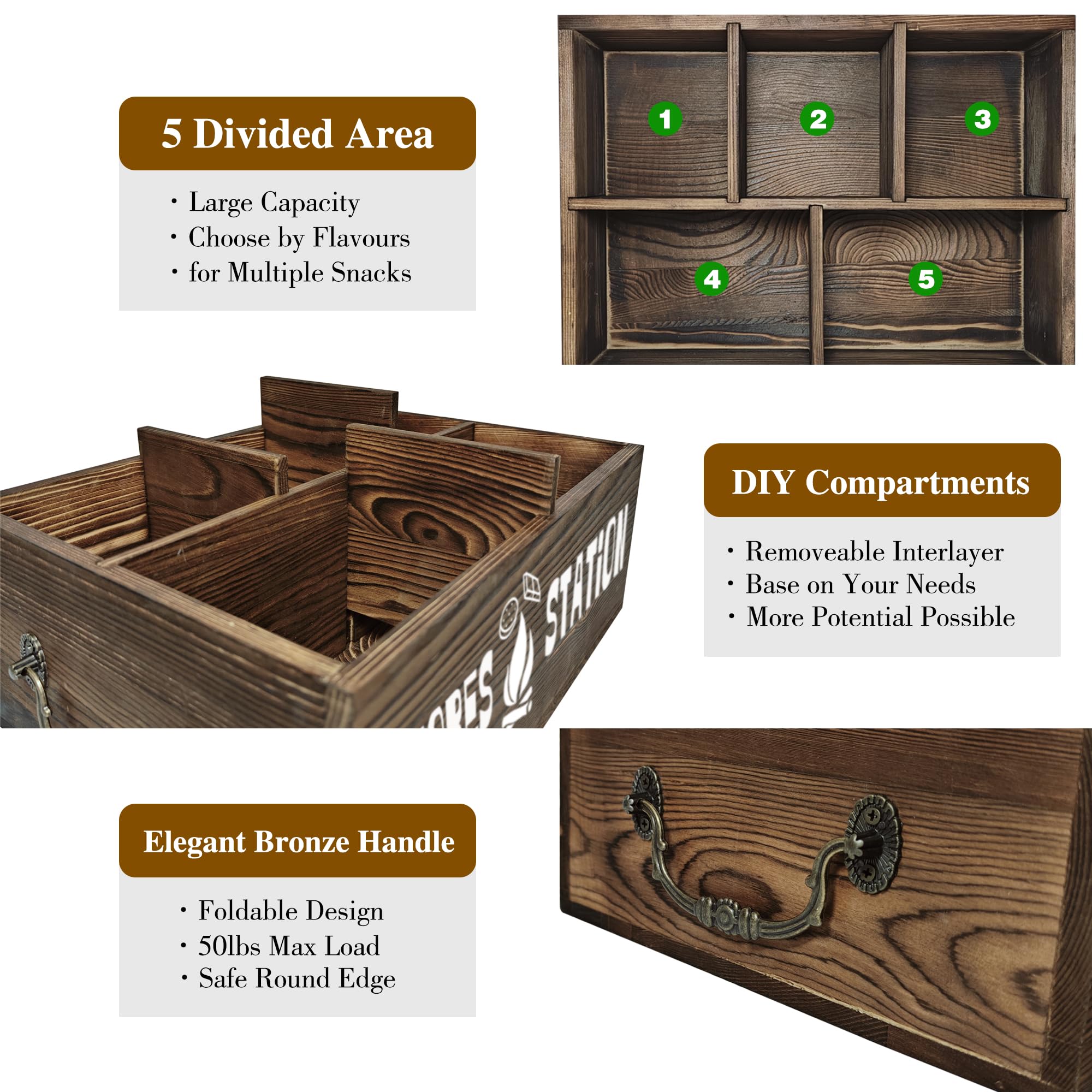 Arflo smores caddy natural pine durable storage