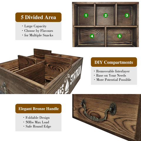 Arflo smores caddy natural pine durable storage