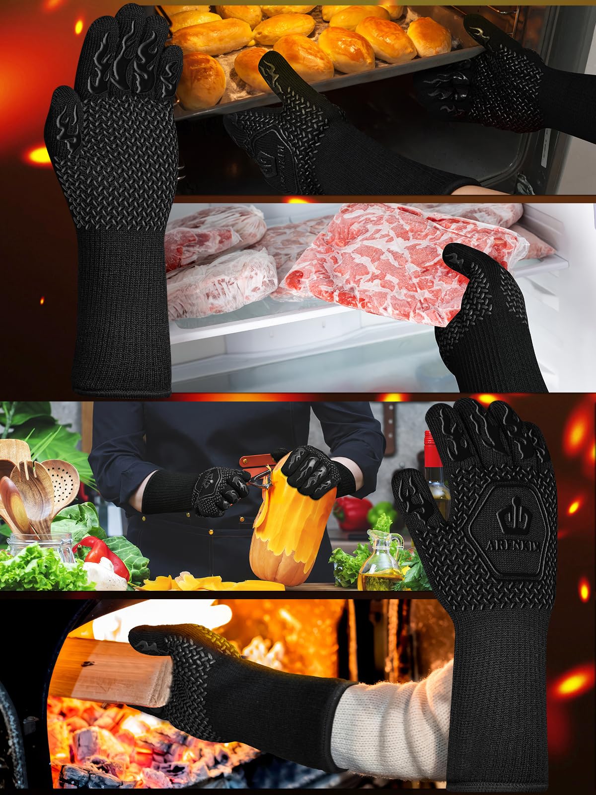 Black ARFNKIM gloves pair for durable everyday cooking tasks.