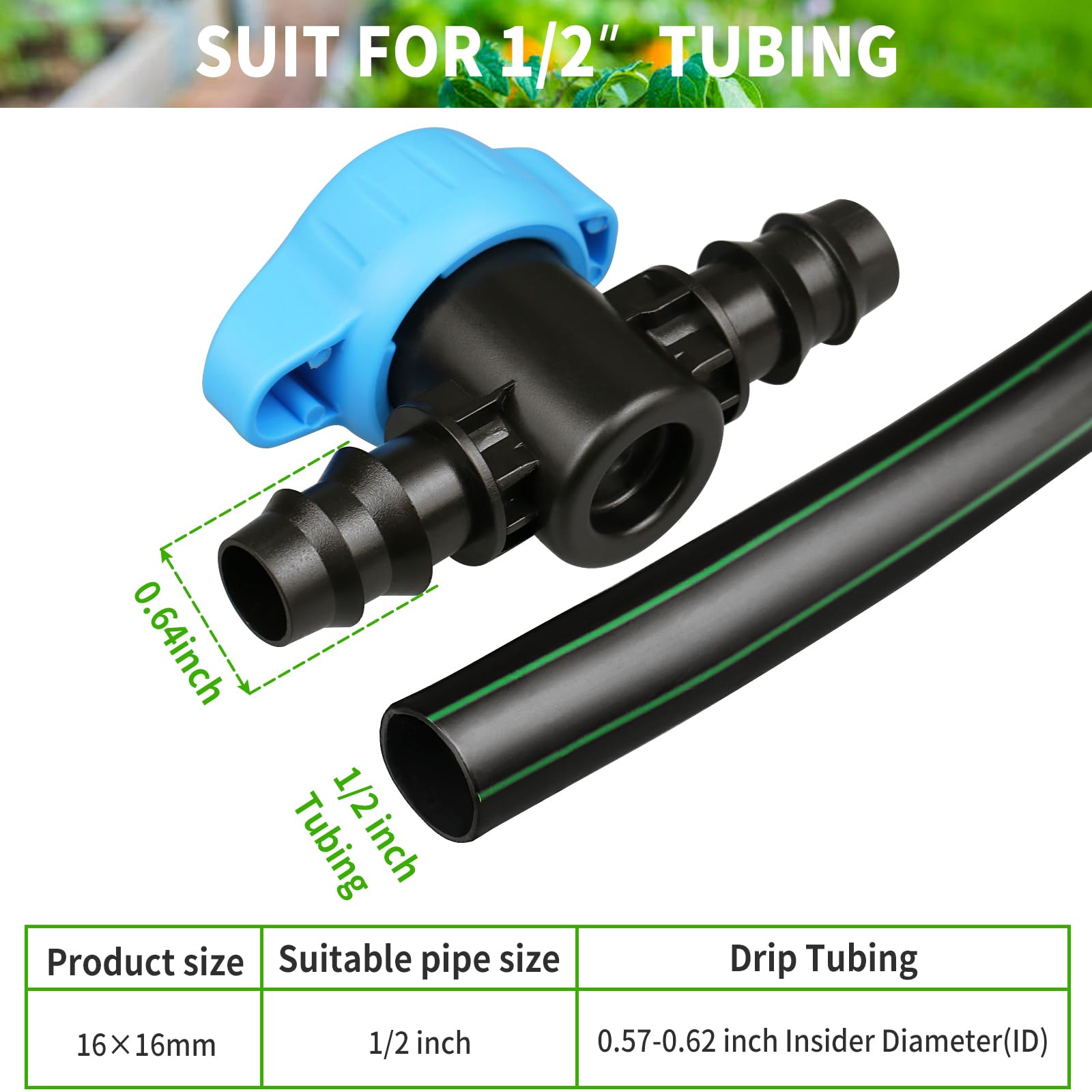 Arfun 1/2-inch valve ready to fit standard drip tubing precisely.