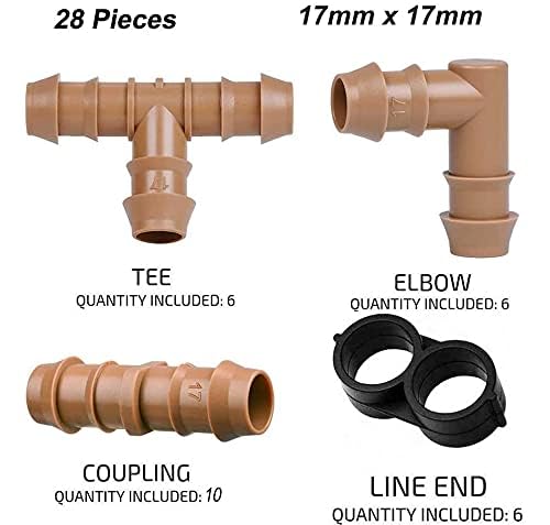 Arfun 28P drip fittings elbow for directional changes in garden irrigation.