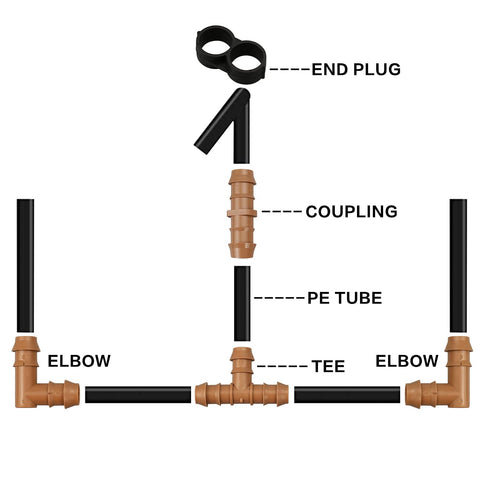 Arfun 28P drip fittings end closure to cap tubing and prevent leaks.
