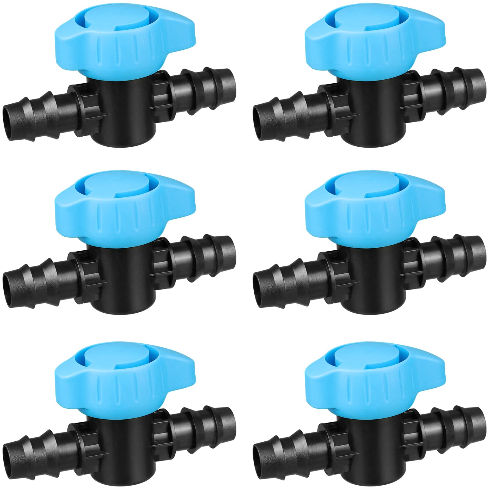 Arfun six-pack drip valves with barbed ends for secure, leak-free connections.