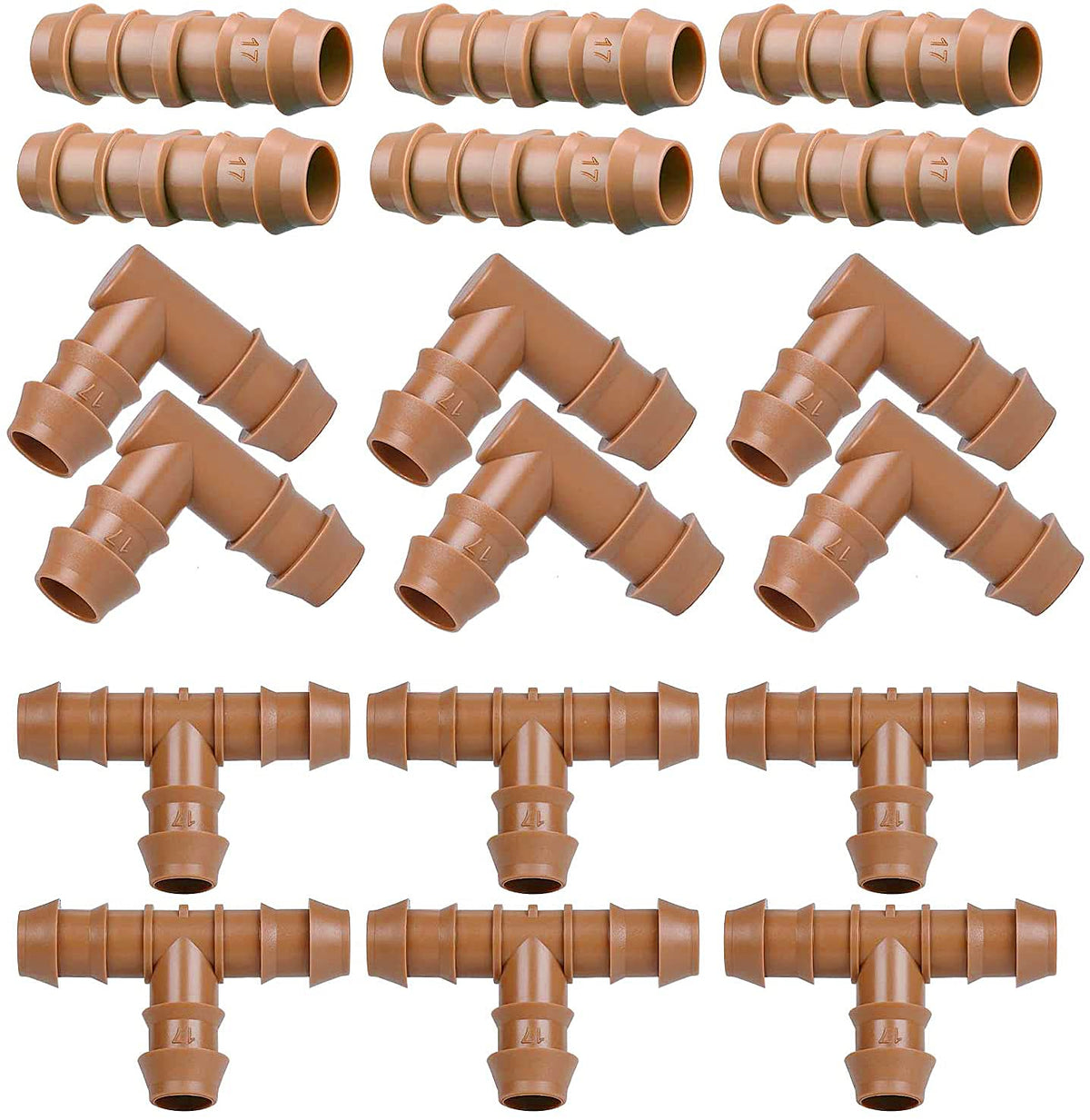 Arfun drip fittings tee for half-inch tubing shows secure barbed connection