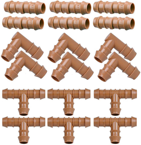 Arfun drip fittings tee for half-inch tubing shows secure barbed connection