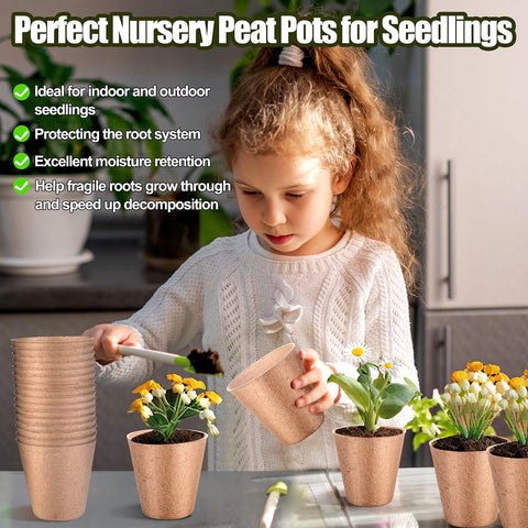 ARGCONNER outdoor garden use of peat pots in a ready-to-plant setup.