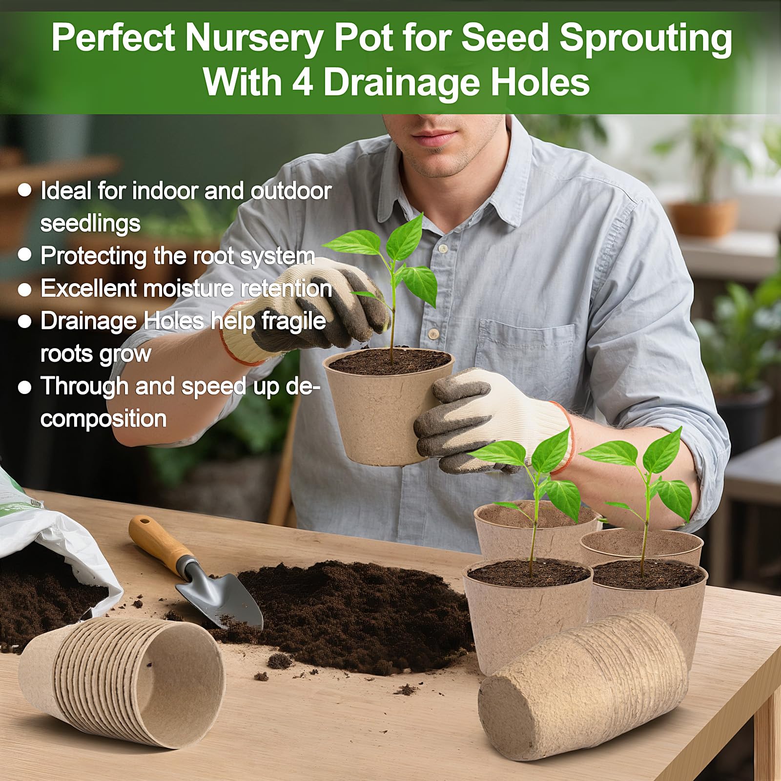 ARGCONNER 60-pack peat pots for indoor and outdoor seed starting