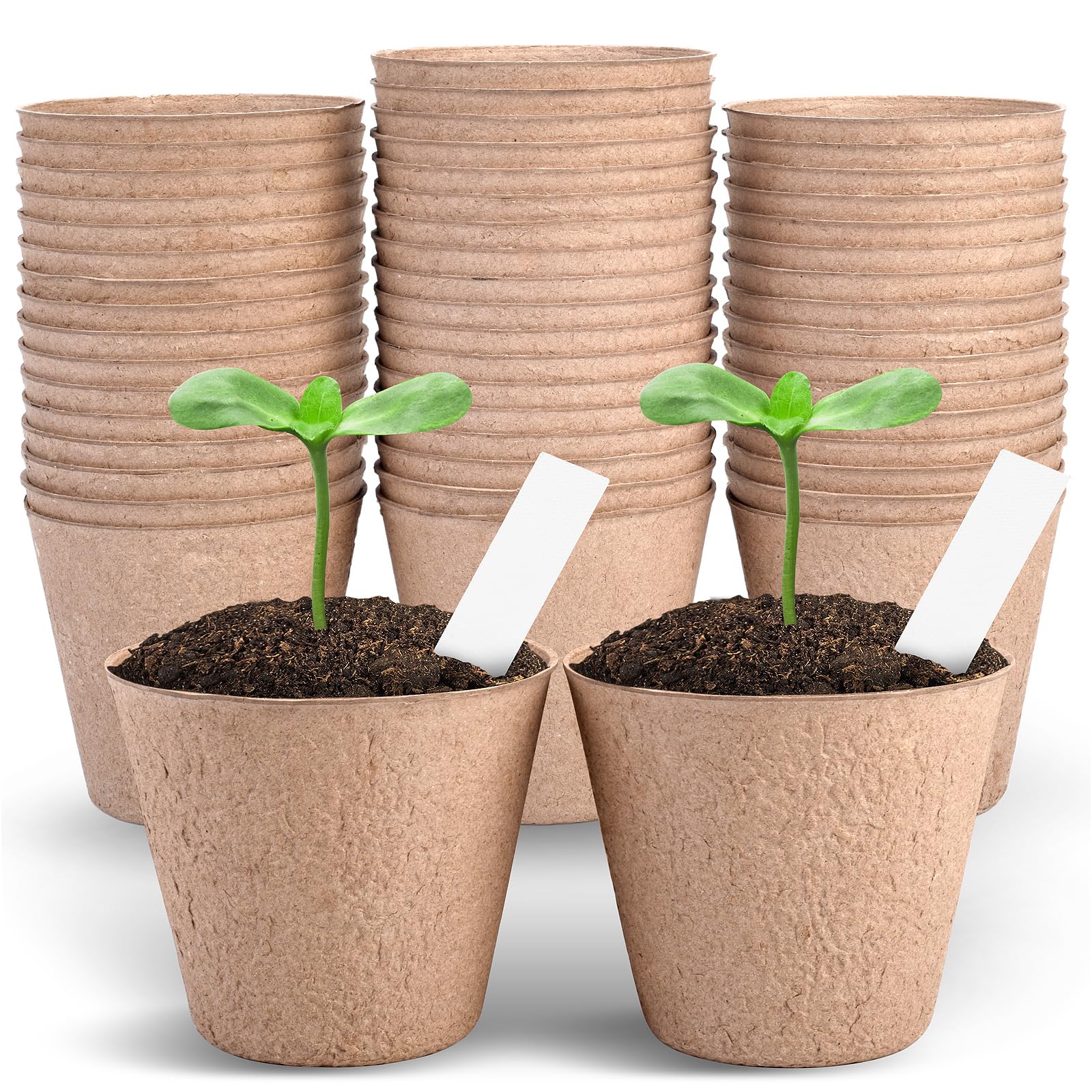 ARGCONNER 4 inch peat pots with labels for easy seed starting.