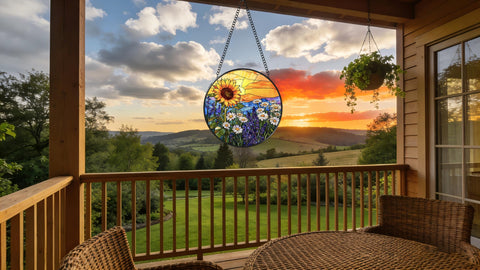 Argodaze sunflowers colorful suncatcher enhances windows with vibrant blooms