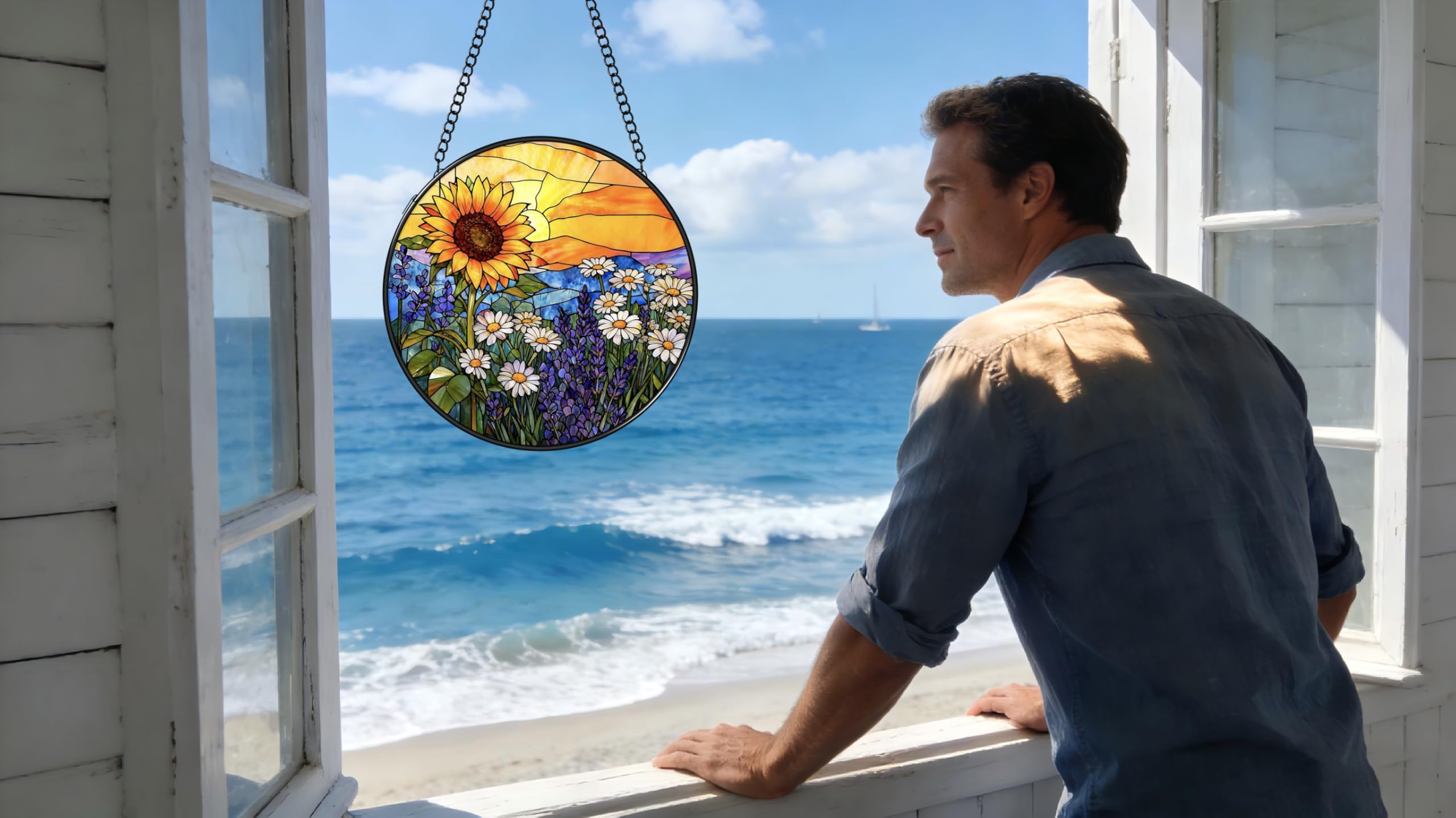 Argodaze sunset suncatcher casts warm tones through curtains