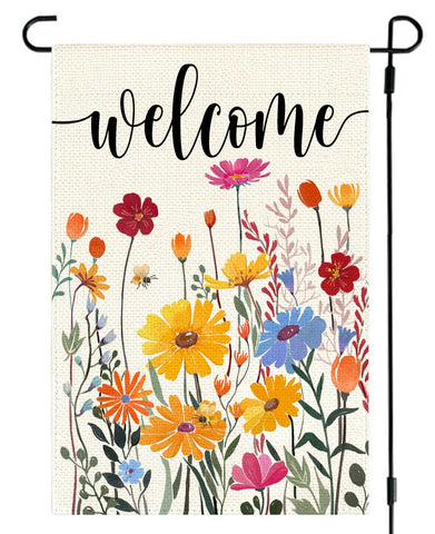 ARGOOFG garden flag with spring daisies front view for bright outdoor welcome