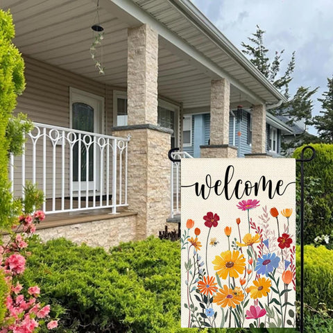 ARGOOFG 12x18 flag with vivid spring florals for porch decor