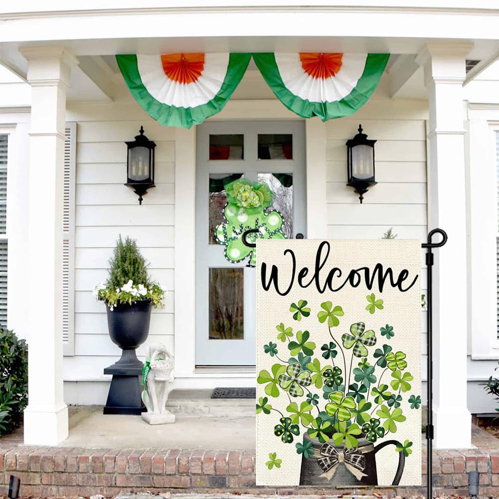 ARGOOFG Shamrock flag 12x18 sleeve view for easy flag pole mounting