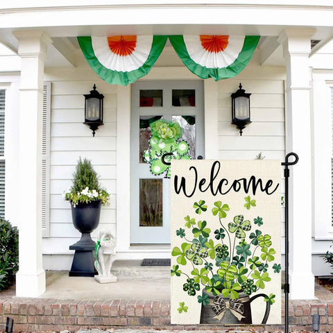 ARGOOFG Shamrock flag 12x18 sleeve view for easy flag pole mounting