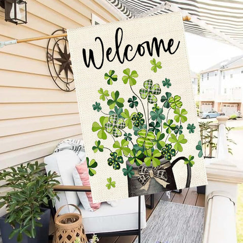 ARGOOFG double-sided shamrock flag close-up shows durable two-layer fabric.