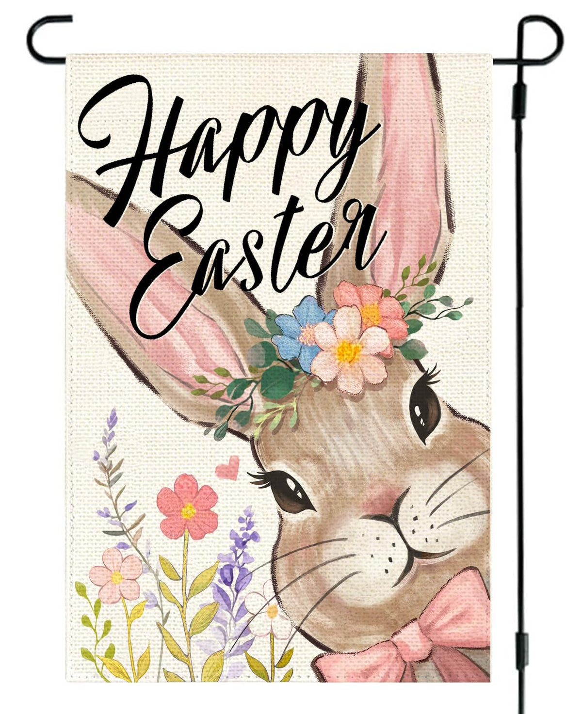 ARGOOFG Happy Easter flag with floral bunny design for bright outdoor curb appeal.