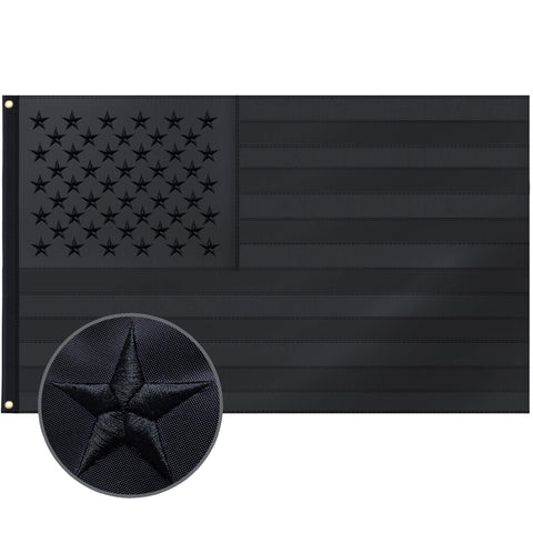 Aria all-black flag with embroidered stars for bold outdoor display.