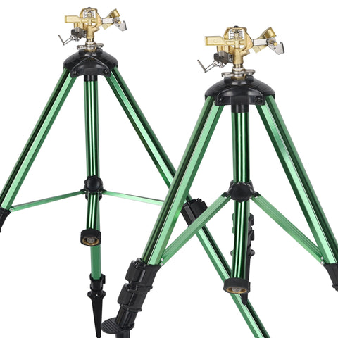 ARICOR two-pack tripod sprinkler setup providing broad coverage for large lawns