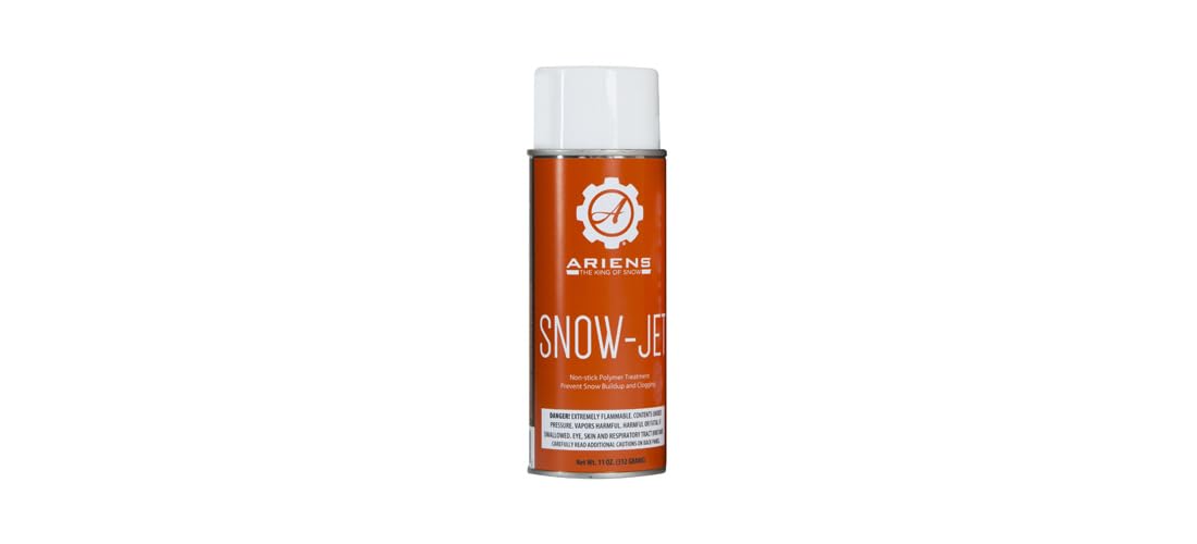 Ariens Snow-Jet non-stick bottle being applied to snow blower surfaces for easier release.