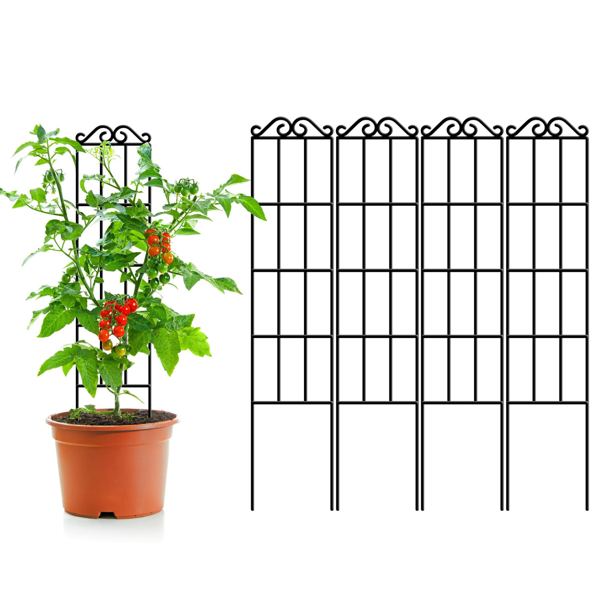 ARIFARO 37.5-inch metal garden trellis pack of four ready for easy vertical gardening