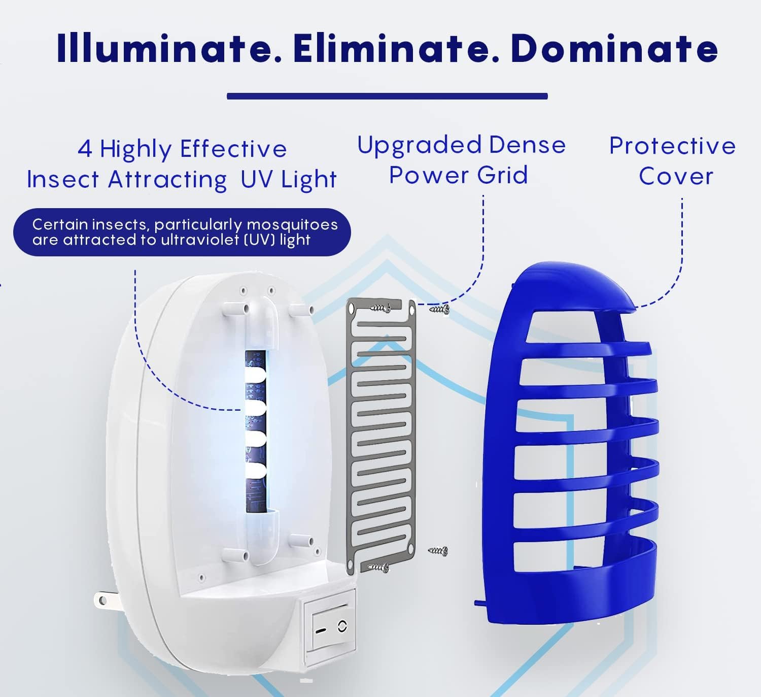 Ariie Bug Zapper Indoor compact side view highlights slim profile suitable for small rooms.