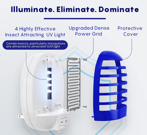 Ariie Bug Zapper Indoor compact side view highlights slim profile suitable for small rooms.