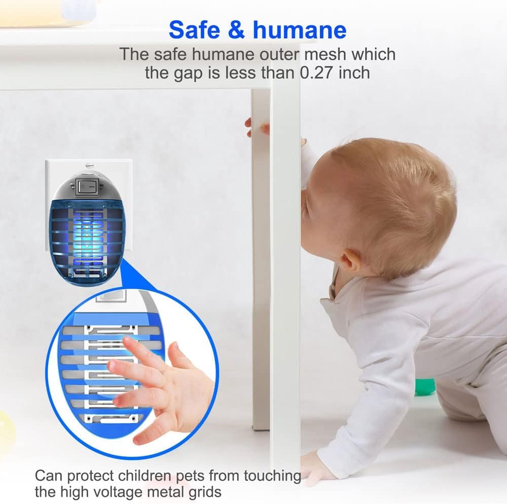 Ariie Bug Zapper Indoor cover detail emphasizes high light transmission and safety.