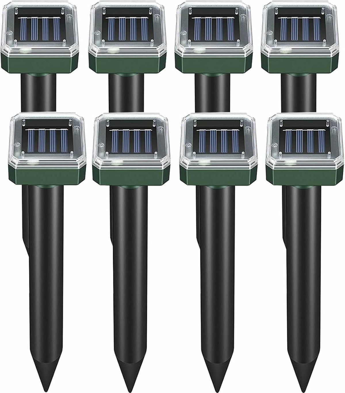 Ariie mole repellent solar panel unit, ready for outdoor use to deter pests.