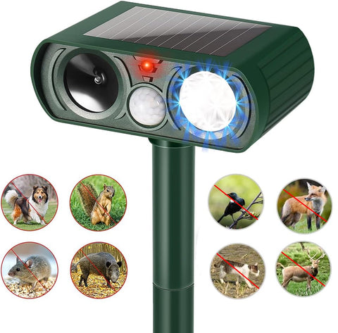 Ariie PIR motion sensor activates ultrasonic output to protect your garden.