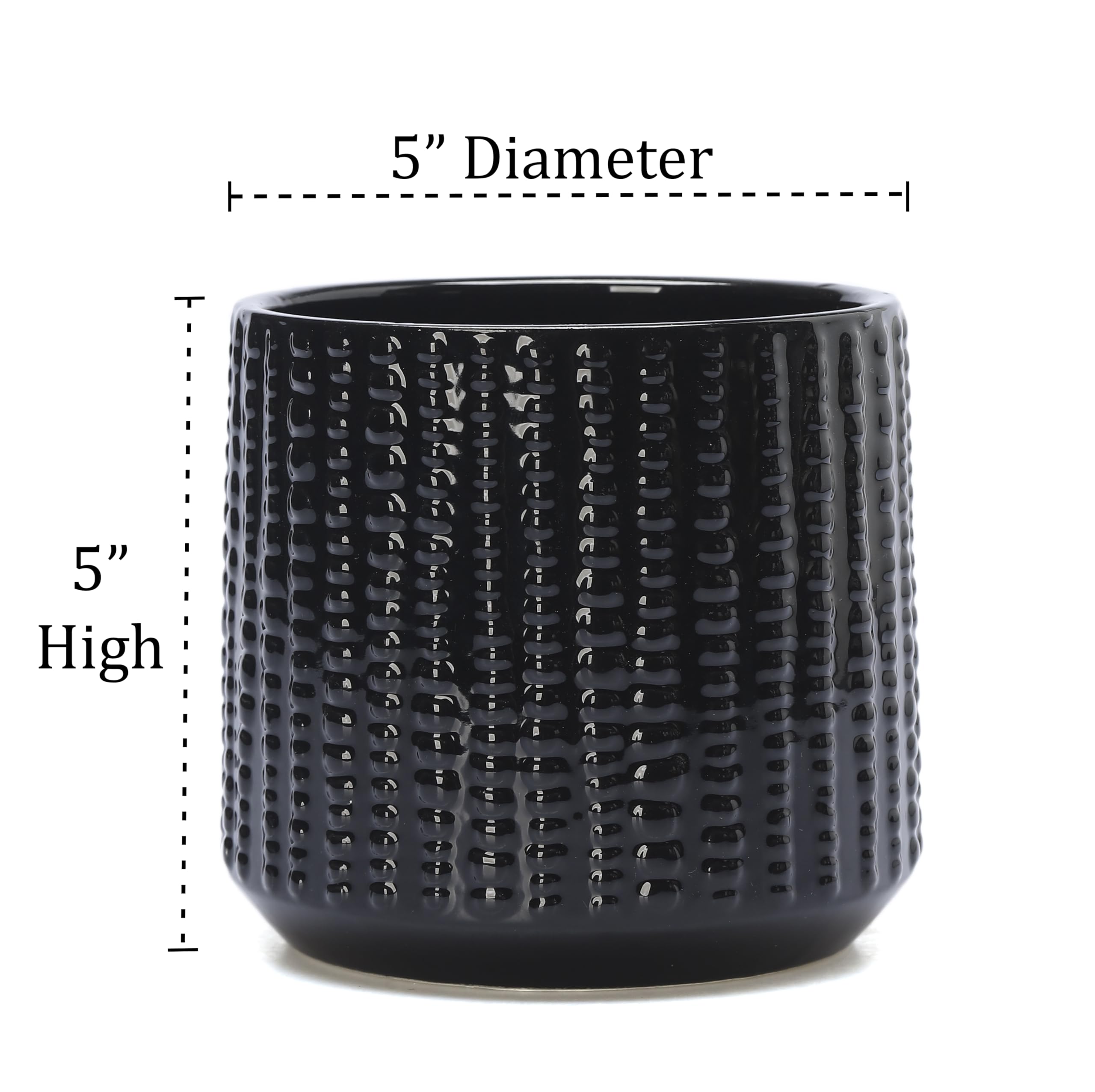 Arktiva textured round black planter adds modern style to any space