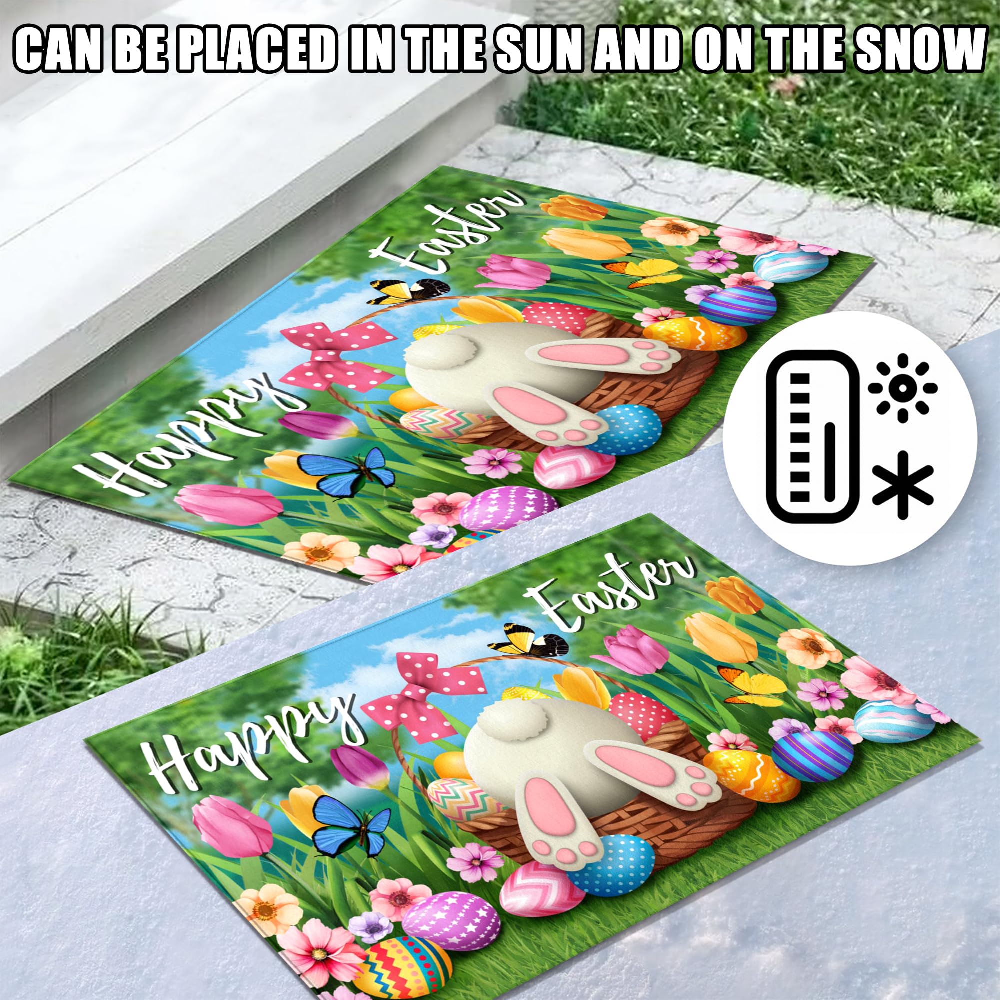 ARKUKT Washable Easter mat designed to be easily cleaned after seasonal use.