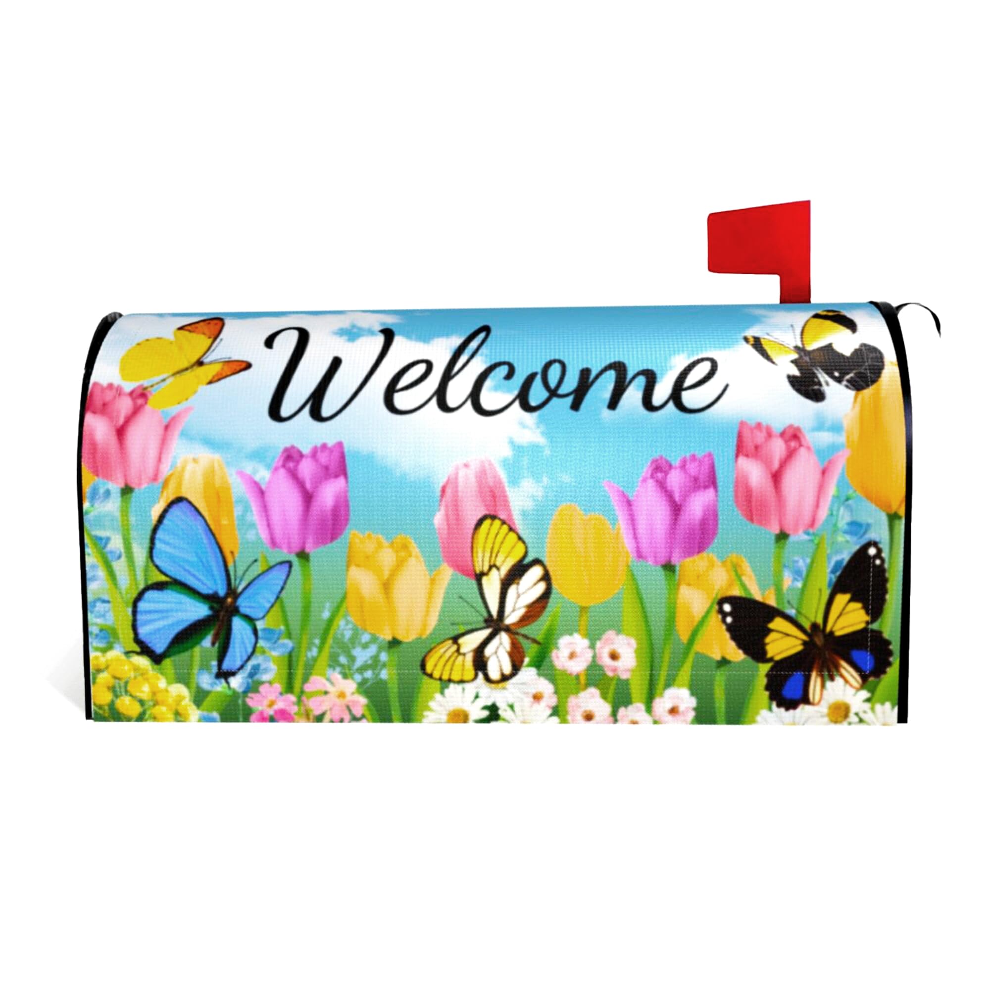 ARKUKT spring flowers mailbox cover front view enhances curb appeal and weather protection