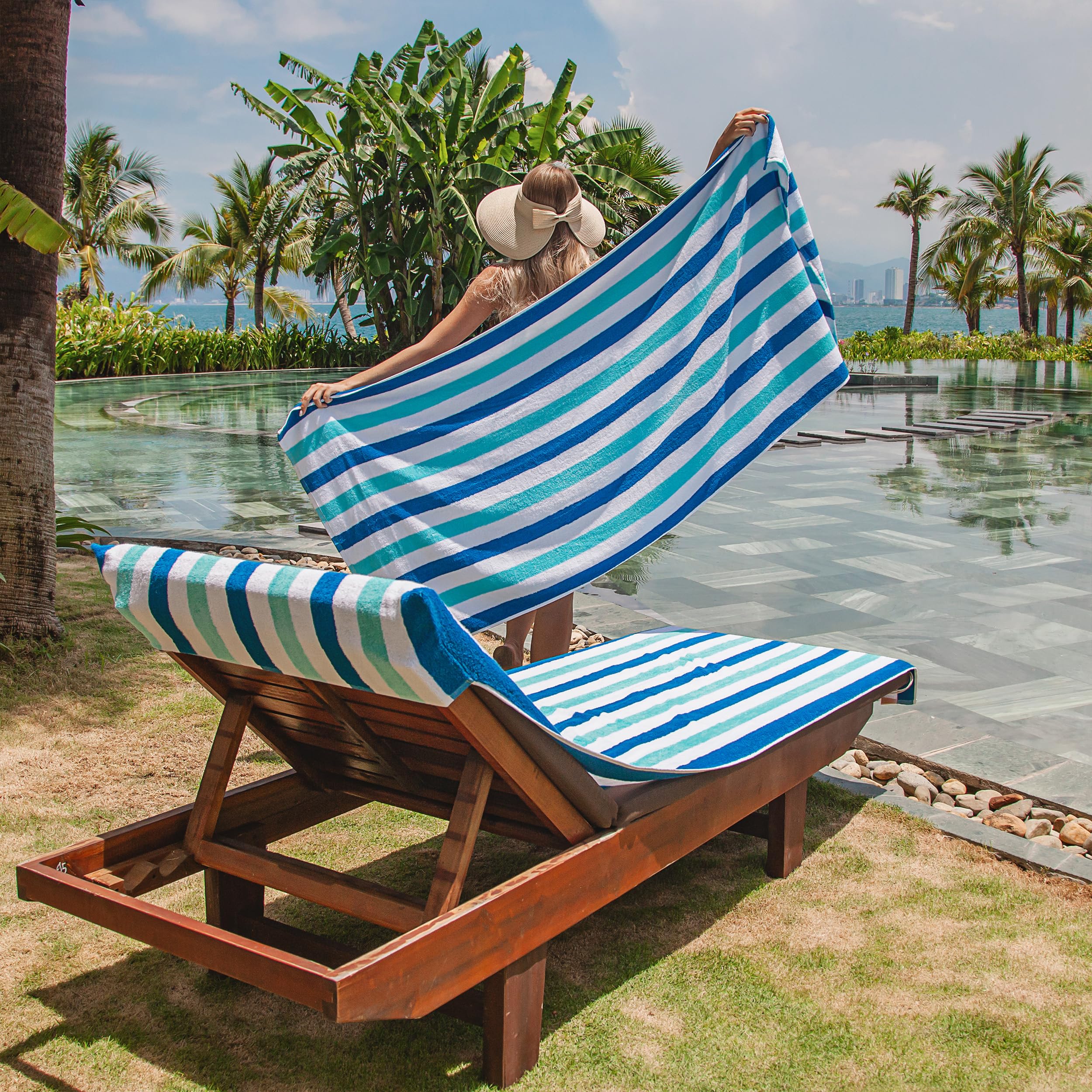 Arkwright Cabo set pairs with towels for coordinated poolside style.