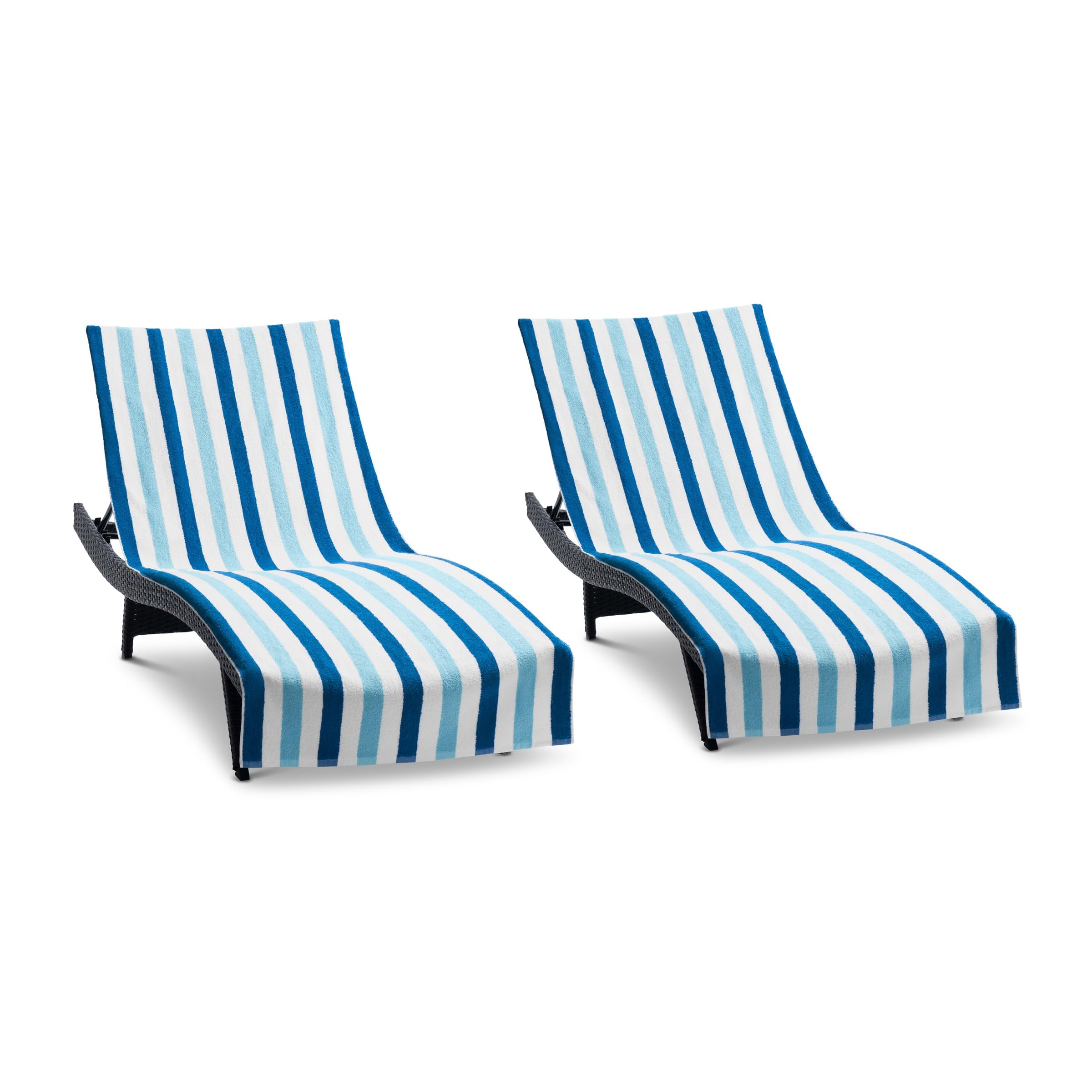 Arkwright Cabo chaise lounge cover with pocket, striped 30x85, keeps essential items close.