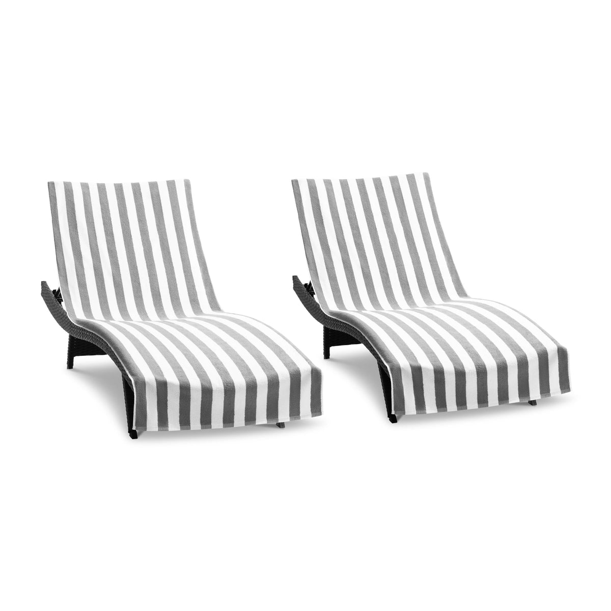 Arkwright California chaise lounge cover with grey stripes fits 30x85 chairs for easy setup.