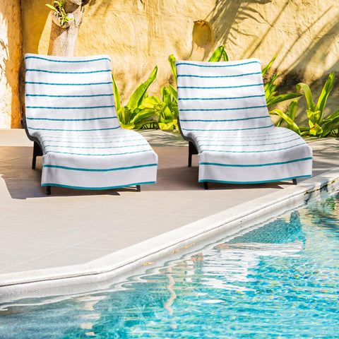 Arkwright cotton terry lounge towel with stripes for soft comfort and quick drying.