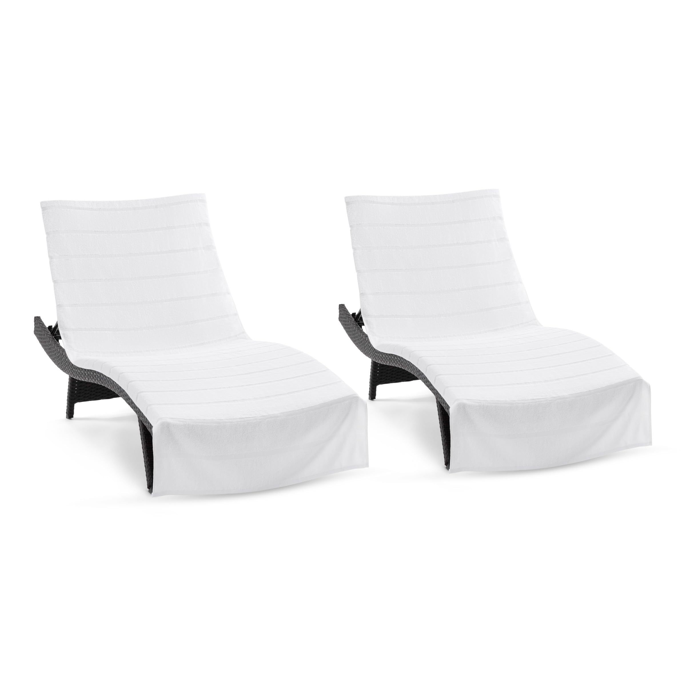 Arkwright Las Rayas chaise lounge cover with pocket, 2-pack for secure chair fit.