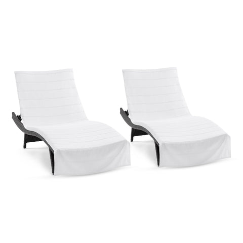 Arkwright Las Rayas chaise lounge cover with pocket, 2-pack for secure chair fit.