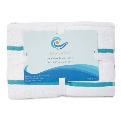 Arkwright white and blue striped cover adds outdoor style.