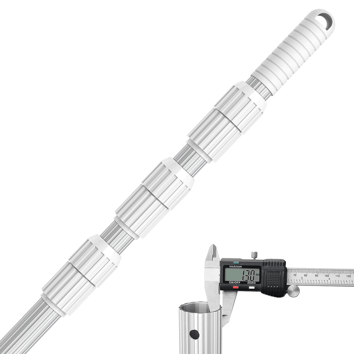 ARLBA pool pole extended to 16.5 feet for easy debris removal.