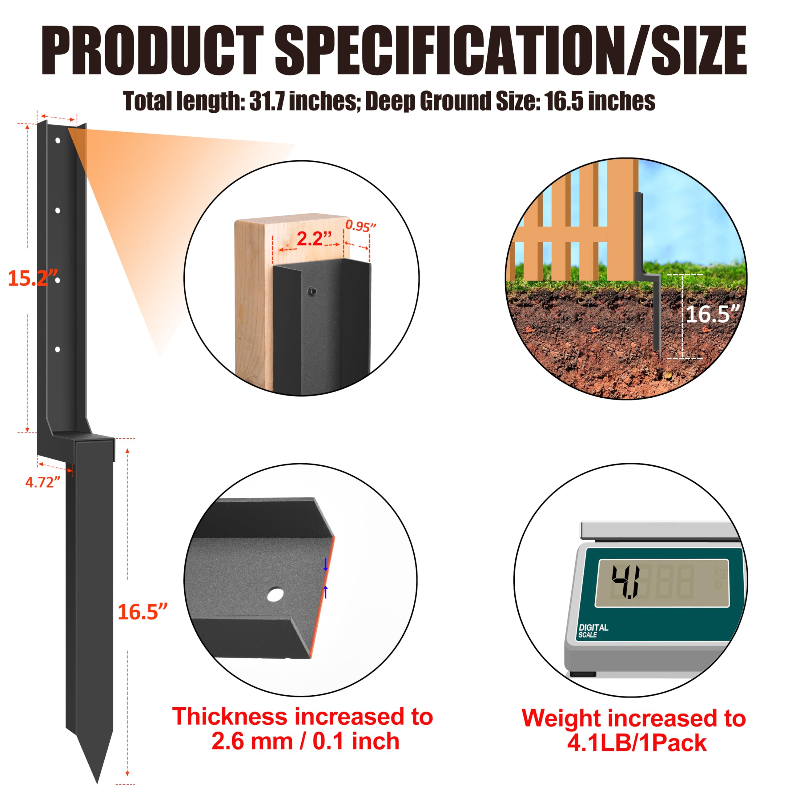 ArlinaL heavy-duty steel post stake strengthens leaning outdoor fences