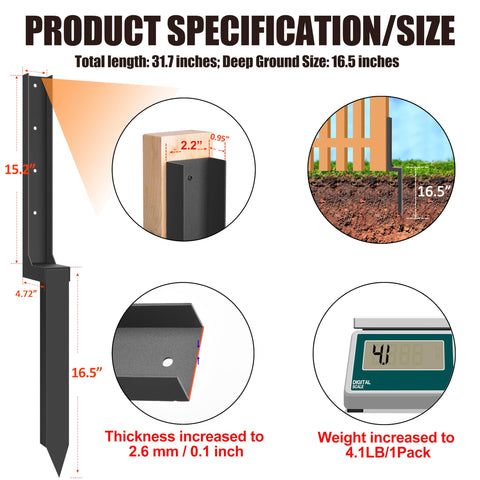 ArlinaL heavy-duty steel post stake strengthens leaning outdoor fences