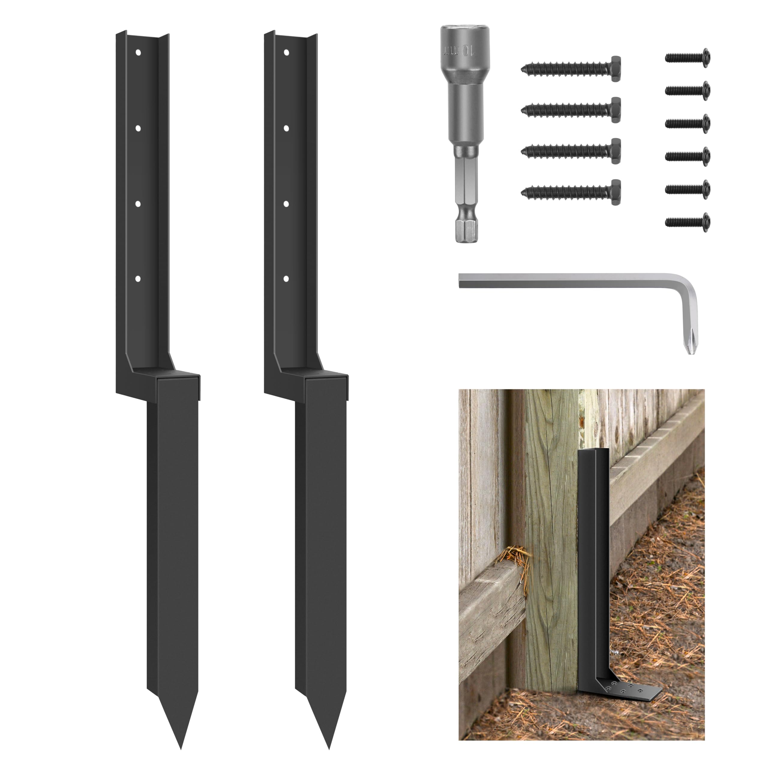 ArlinaL thickened fence post repair kit provides sturdy wooden fence support