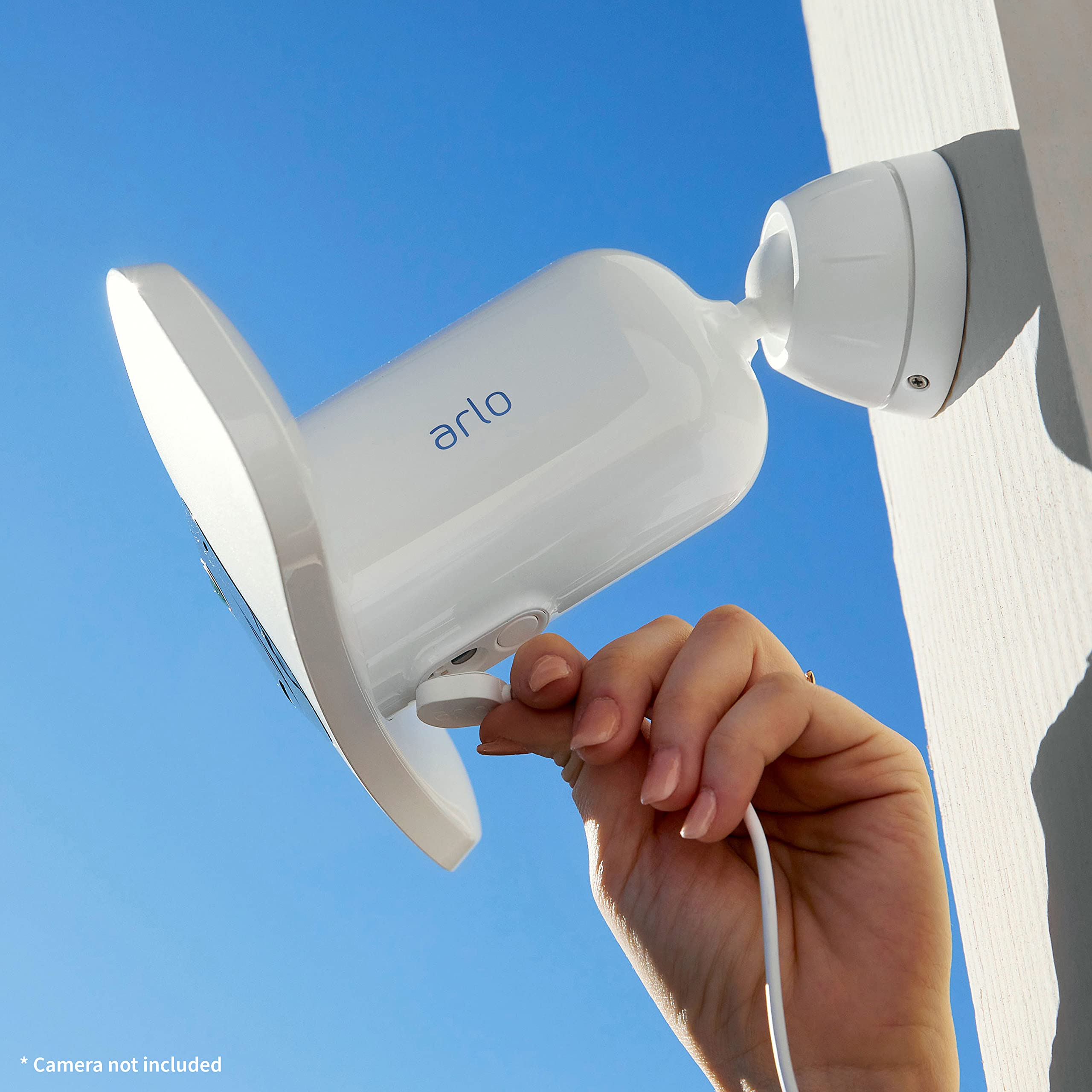 Arlo installation ready cable routing keeps outdoor space tidy.
